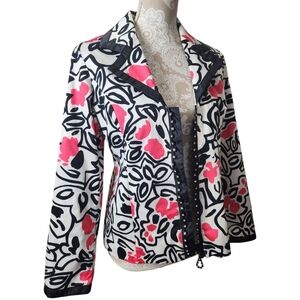 Annabelle Floral Rhinestone Zip Up Jacket size Medium
